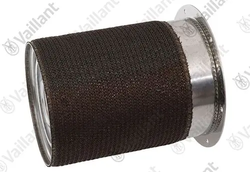 Vaillant Brenner mit außenliegendem Gehäuse und einem schwarzen, gewebten Material. Der Brenner hat einen metallischen Rand und ist zylindrisch geformt.